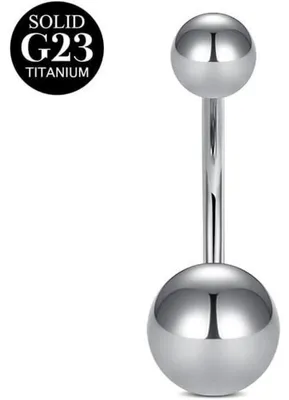 Obrázok produktu pre Piercing do brucha, titán 14G, 16 mm, strieborná farba, s zirkónom