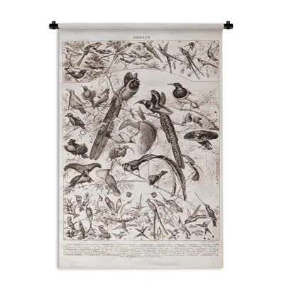 Produktbild von MuchoWow® Wandteppich Wandbehang Vogel - Tiere - Schwarz - Weiß 90x135 cm Tapisserie Dekoration Wandtuch - Baumwolle - Wandskulptur
