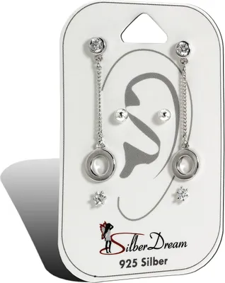 Produktbild von SilberDream 3er Ohrringe Ohrstecker ECHT Silber Set Zirkonia hochwertiger Marken-Schmuck ideal als Geschenkidee für Geburtstag Hochzeit inklusive Originalverpackung D2SDS603WJ