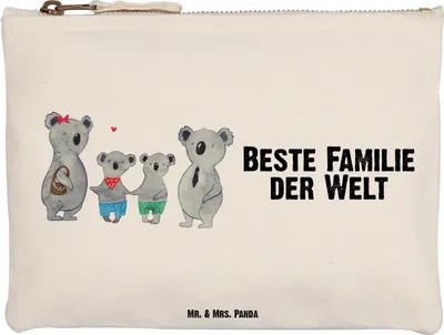 Produktbild von Mr. & Mrs. Panda Kulturtasche Koala Familie zwei Größe M - Weiß - Geschenk, Mäppchen, Stifteetui, Koalabär, Kulturbeutel, Muttertag, kosmetiktäschchen, Kosmetiktasche