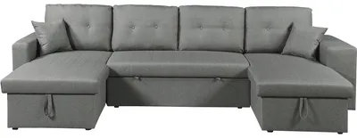 Immagine prodotto di Divano letto angolare panoramico "Axel" in tessuto - 4 posti - Grigio