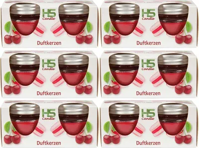 Produktbild von Duftkerze im Glas "Macaron" mit Deckel, 12er Pack mit je ca. 7 Std. Brenndauer, Höhe: 5cm, Ø6cm