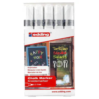 Produktbild von edding 4095 křídový popisovač bílý (blistr po 4 kusech)