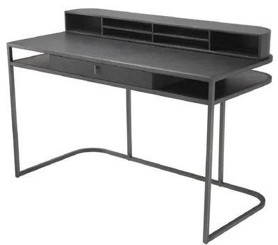 Produktbild von Casa Padrino Luxus Schreibtisch mit Schublade und abnehmbaren Regalaufsatz Dunkelgrau 130 x 60 x H. 75 cm - Büromöbel