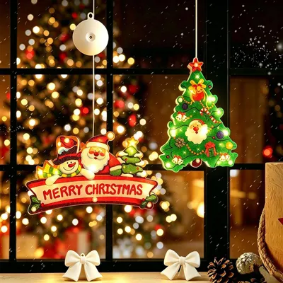 LED Weihnachtsfensterbeleuchtung 2er Set, 20 warmweiße LEDs, batteriebetrieben