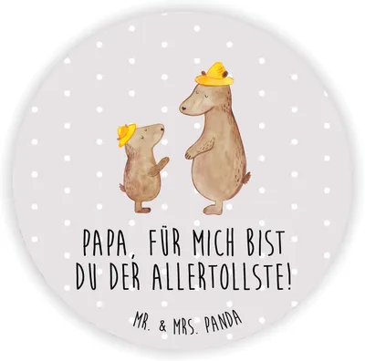 Produktbild von Mr. & Mrs. Panda magnet Bären mit Hut - Grau Pastell - Geschenk, Muttertag, Whiteboard, Vatertag, Vater, Family, für kühlschrank, haftmagnet, Paps, magnettafel, pinnwand