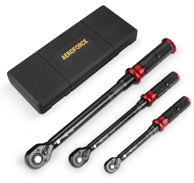 Productafbeelding van Draaimomentsleutels set, 3-delig: 1/4", 3/8", 1/2". Draaimomentbereiken: 5-25 Nm, 10-60 Nm, 20-220 Nm. Nauwkeurigheid: ±3%. 72 tanden. Geschikt voor auto, fiets en motor