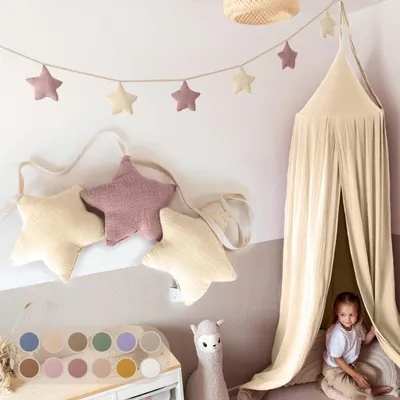 Produktbild von Handgemachte Wimpelkette für Kinderzimmer aus Musselin Baumwolle