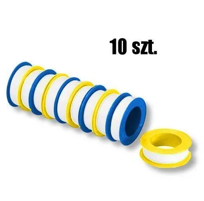 Zdjęcie produktu dla 10 rolek taśmy teflonowej PTFE Taśma uszczelniająca  8 m x 12 mm