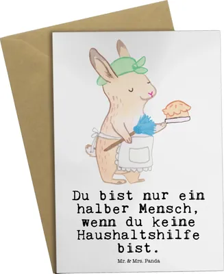 Produktbild von Mr. & Mrs. Panda Glückwunschkarte Haushaltshilfe Herz - Weiß - Geschenk, dankeskarten, osterkarten, Lustig, weihnachtskarten, Spruch, Grußkarten, Reinigungskraft