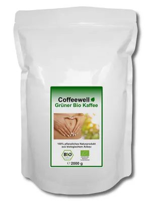 Obrázok produktu pre Coffeewell Zelená káva organická na kávové klystíry, 2000g - Gersonova terapia (z ekologického poľnohospodárstva)