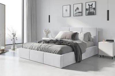 Produktbild von Bett mit Lattenrost Jugendbett Doppelbett gepolsterte  Boxspringbett Matratze, Farbe:weiß, Größe:180 x 200 cm, Matratze:mit Matratze Kaltschaum