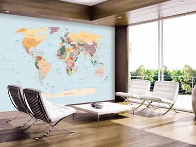 Immagine prodotto di Carta da parati fotografica in tessuto non tessuto 400x280 cm carta da parati murale XXL mappa del mondo k-B-0001-a-c