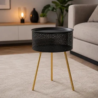 Immagine prodotto di Mukall - Tavolino da Salotto, 35x35x50h cm Nero, Contenitore
