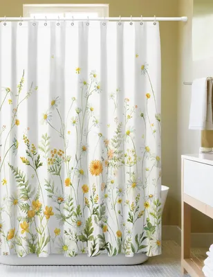 Immagine prodotto di Tenda da doccia per il bagno con motivi floreali, impermeabile, gialla, 180x180 cm