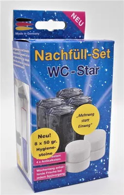 Produktbild von WC-Star WC Star XXL 8er Nachfüll-Set für den WC-Star (Wasserkastensteine, Blauspüler)