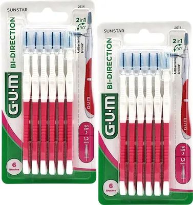 Produktbild von 2x GUM Bi-Direction Large - Interdentalbürsten pink 1,2 mm - 2x 6 Stück