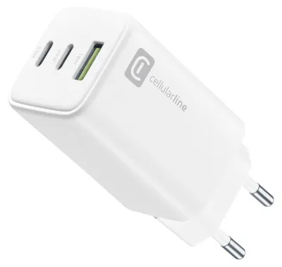 Image de Cellularline Multipower Trio Port 65W - Smartphone, tablet e laptop Chargeur mural de 65W avec 3 ports USB + USB-C + USB-C