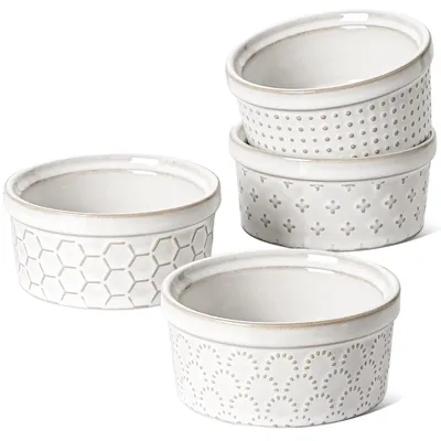 Crème brûlée Schälchen Set 4er, 113 ml, ofenfest, 9,7 cm, weiß