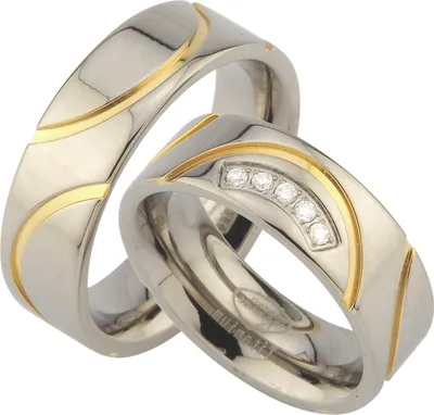 Produktbild von Ringe aus Titan , IP Gold Platierung , Trauringe mit Gratis Gravur Hochzeitsringe Eheringe Partnerringe Ohne Steine und 5 Steinen JT1- 5