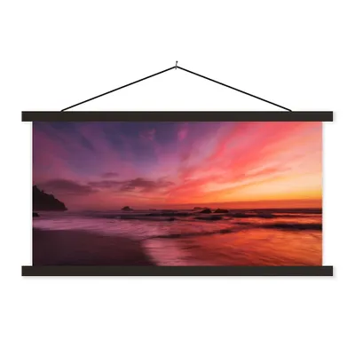 Produktbild von MuchoWow® Textilposter Strand - Meer - Natur - Abend 90x45 cm mit schwarzem Rahmen - Klemmleisten