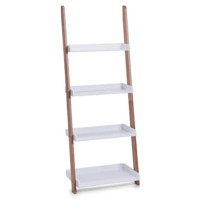 Produktbild von Zeller Leiter-Regal m. 4 Böden, weiß, Bamboo/MDF 55x30x145