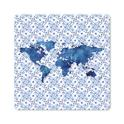 Produktbild von MuchoWow® Mauspad Mousepad Karte - Welt - Delfter Blau 30x30 cm - Mousepads - Maus Mat - Pad - Mausunterlage - Gaming