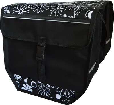 Produktbild von FAHRRADTASCHE ab 26 Zoll Satteltasche Gepäckträgetasche Doppelt 23. Duo - Blumen S/W