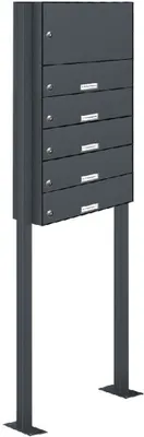 Produktbild von 5er Briefkastenanlage Standsystem Durchwurf - Klingel RAL 7016 Anthrazit