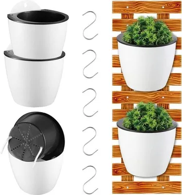 Obrázek produktu pro Závěsný květinový koš, sada 5 ks, s automatickým zavlažováním, pro balkon