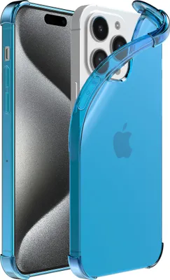 Produktbild von Handyhülle passend für iPhone 15 Pro Max - Transparente stoßfeste Silikonhülle mit Bumper - Blau