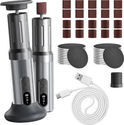 Produktbild von Elektrischer Hornhautentferner mit LED, 6 Geschwindigkeiten, Fußfeile & Nagelpolierer, wiederaufladbar
