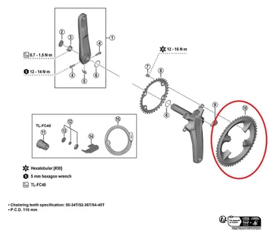 Obrázek produktu pro Shimano Dura-Ace FC-09 převodník stříbrný 50 zubů stříbrný 50 zubů
