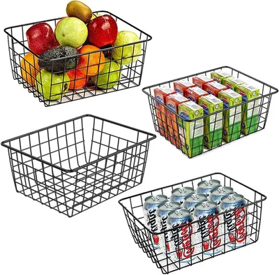 Obrázek produktu pro Sada čtyř kovových drátěných úložných košíků pro organizaci