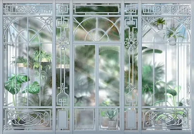 Produktbild von Komar Fototapete Orangerie Grau und Grün - 611008 - 368 x 254 cm