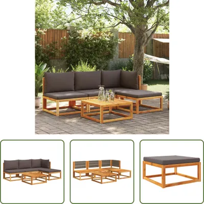 Produktbild von The Living Store 5-tlg. Garten-Sofagarnitur mit Kissen Massivholz Akazie