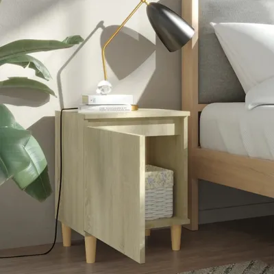 Produktbild von "2026 Aktion"Nachttisch Elegantes Design - Beistelltisch - Nachtschrank - mit Massivholz-Beinen Sonoma-Eiche 40x30x50cm DEMöbel 2631352