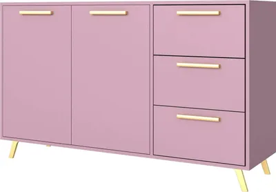 Produktbild von Kommode Nancy mit 3 Schubladen und 2 Türen, Sideboard in Farbe: Rosa, Schrank in Größe: 140 x 86 x 41 cm