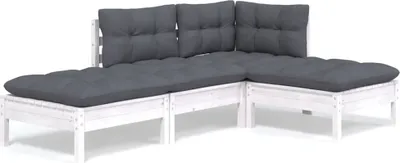 Produktbild von 4-tlg. Garten-Lounge-Set mit Kissen Kiefer Massivholz