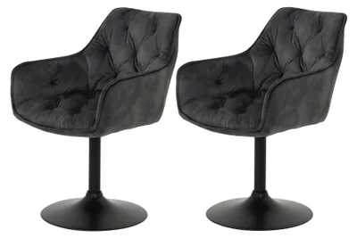 Sessel BIRTE, 2er-Set, Samtvelours, anthrazit, 49x62x83 cm