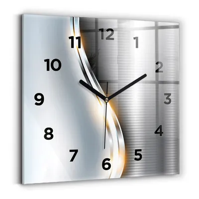Obrázok produktu pre Wallfluent Hodiny - Sklenené Nástenné Hodiny - Tichý Quartz Strojček - Nástenná Dekorácia Spálňa Kuchyň - Čierna Ruky - 30x30 cm - Abstrakcia vyrobená z kovu