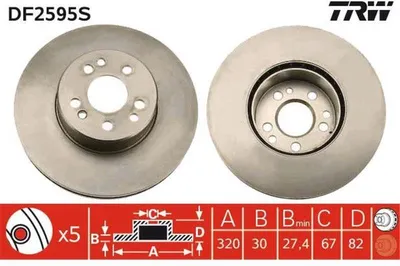 Produktbild von 2x TRW Bremsscheibe DF2595S passend für MERCEDES-BENZ S-Klasse Limousine (W140)