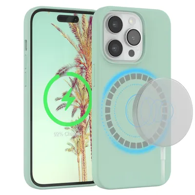 Produktbild von EAZY CASE Silikon MagSafe Handyhülle kompatibel mit Apple iPhone 14 Pro Hülle mit Kameraschutz, Silikonhülle, Schutzhülle Grün