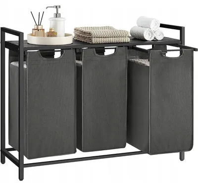 Image de Meuble de buanderie avec 3 paniers à linge anthracite