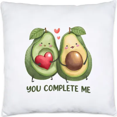 Produktbild von You Complete Me Kissen inkl Füllung Avocado Valentinstag Freundin Freund Süß Geschenkidee Paar Liebe