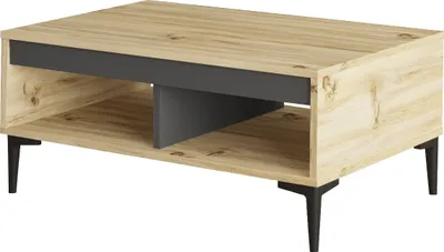 Zdjęcie produktu dla HowHomely | Stolik kawowy - ARISTO - 90 x 60 cm - Kolor: dąb antracyt - Nowoczesny - Praktyczny - Stolik klubowy - Stolik do salonu