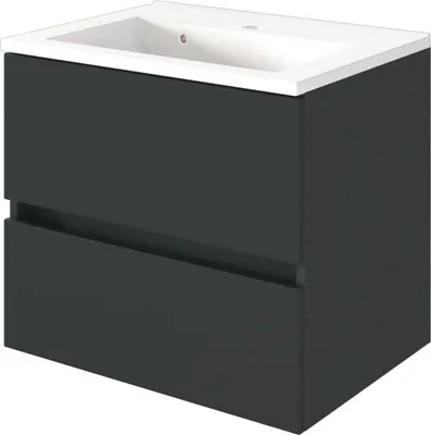Produktbild von Waschtisch Badschrank Waschplatz Badezimmerschrank Handwaschplatz Bad "Baabe I" Graphit/Grau-Matt 60 cm