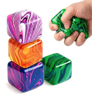 Productafbeelding van Stress Cube Balls - 4 Stuks voor handtherapie en stressverlichting - 3.5 cm