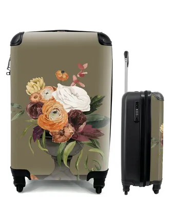 Produktbild von MuchoWow® Koffer Handgepäck Trolley Rollkoffer Kleine Reisekoffer mit 4 Rollen - Aquarell - Blumen - Stilleben - Cabin Size < 55x40x23 cm & 55x40x20 cm - Fotokoffer - Kabinenkoffer - Boardgepäck - Reise-Box - Reisekoffer - Reisegepäck - Koffer mit Bild - Trolley für Kinder