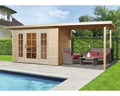 Produktbild von WEKA Gartenhaus Panorama 172 Gr.2, Farbe: naturbelassen, Länge: 345 cm, Breite: 120 cm, Höhe: 60 cm; 172.303.010.220